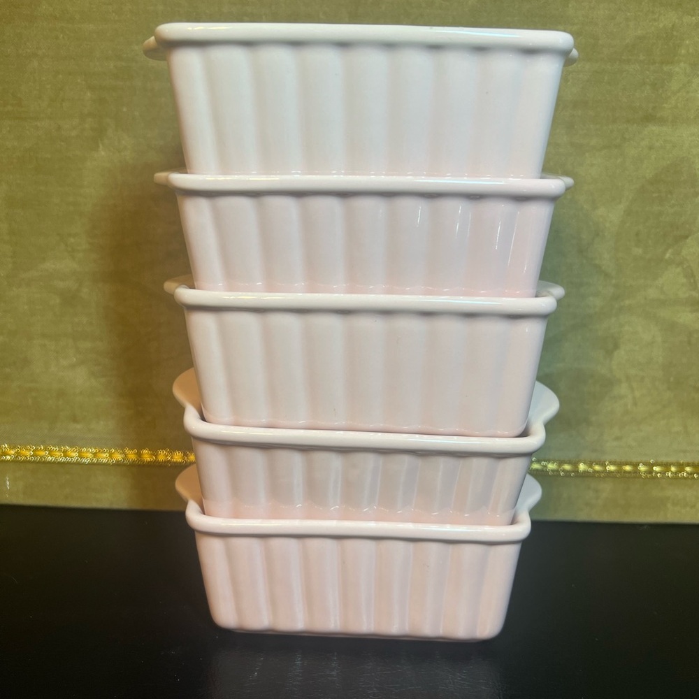 Celebrate It Ceramic Bakeware Mini Loaf Pan 6”x3.5”x2.25” Set Of 5 Pink